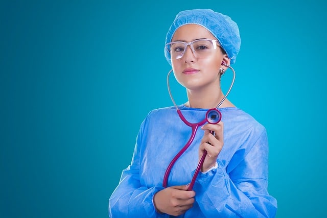 Anesthesiologist on a blue surface