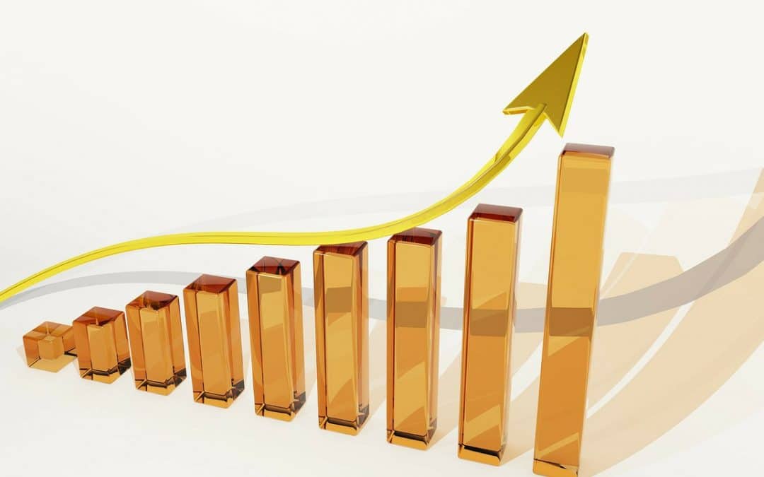 Graph of stock dividend rising